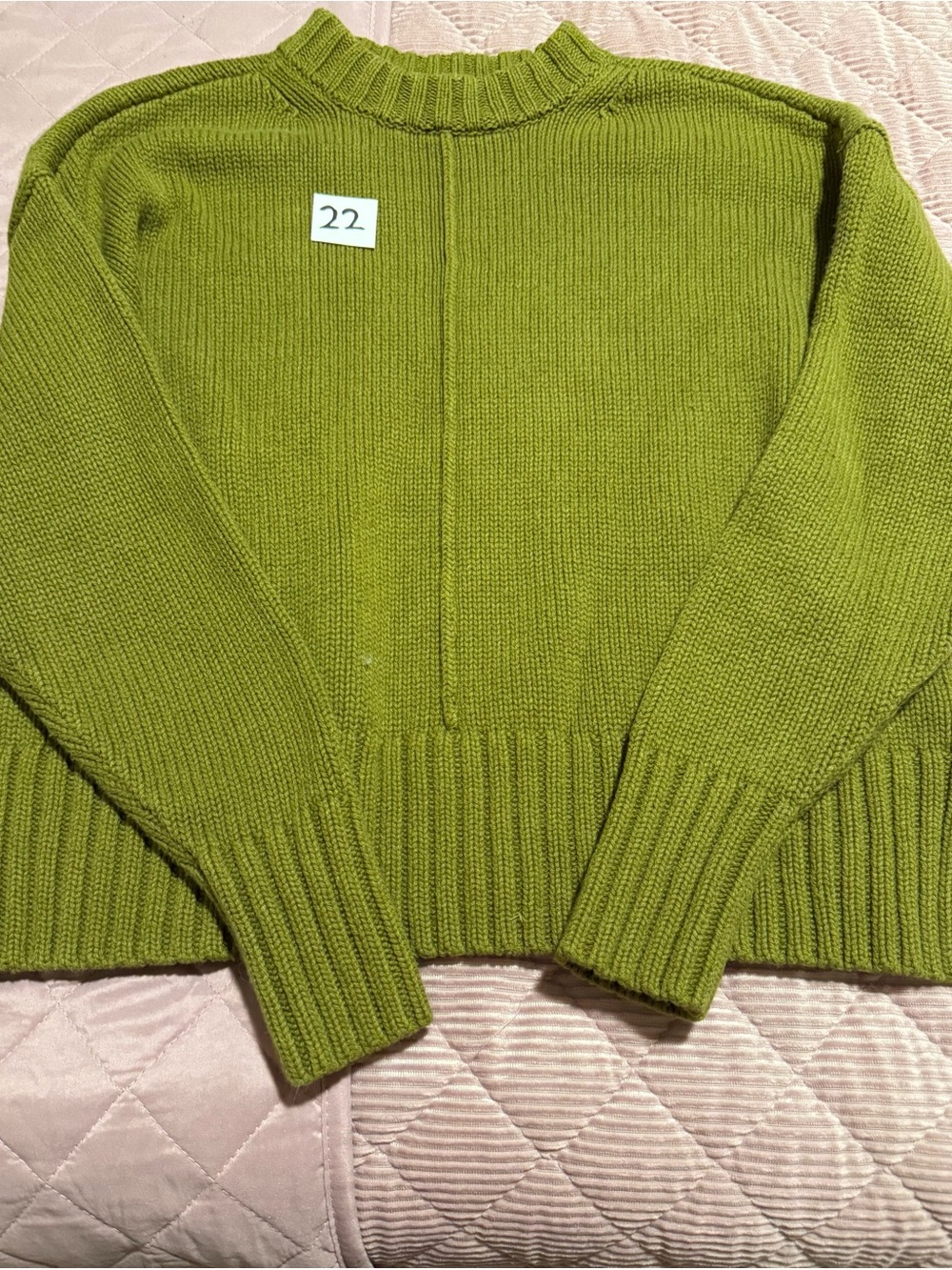 Green Women's Rib-Knit Crewneck Sweater